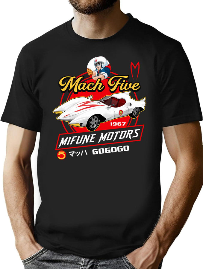 Mach Five Mifune Motors Speed Racer T-Shirt for Men & Women, T-Shirts Graphic Tee - Black