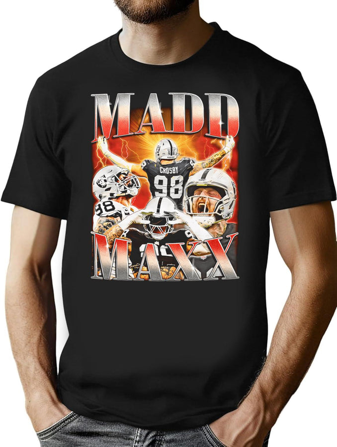 Madd Maxx Football Vintage Retro Bootleg 90S Style Bootleg Graphic T-Shirt - Black