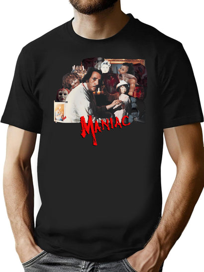 Maniac (1980) - Horror Classic Joe Spinell T-Shirt for Men & Women, T-Shirts Graphic Tee - Black