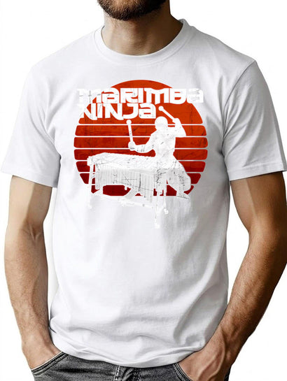 Marimba Ninja Vintage Funny Percussion Marching Band Gift T-Shirt for Men & Women, T-Shirts Graphic Tee - Black
