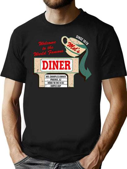 Mel'S Diner Worn T-Shirt for Men & Women, T-Shirts Graphic Tee - Black