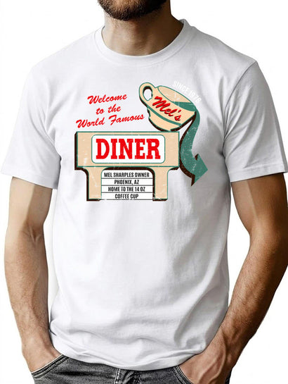 Mel'S Diner Worn T-Shirt for Men & Women, T-Shirts Graphic Tee - Black