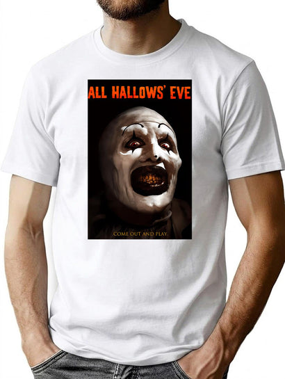Men Women All Hallows Eve Terrifier Art The Clown Horror Film Funny Men Fan T-Shirt for Men & Women, T-Shirts Graphic Tee - Black