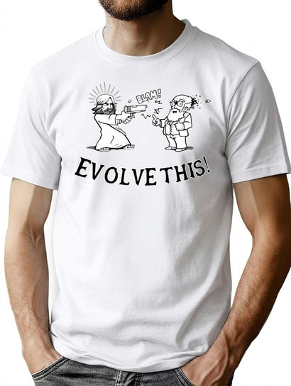 Men Women Evolve This Funny Men Fan T-Shirt for Men & Women, T-Shirts Graphic Tee - Black