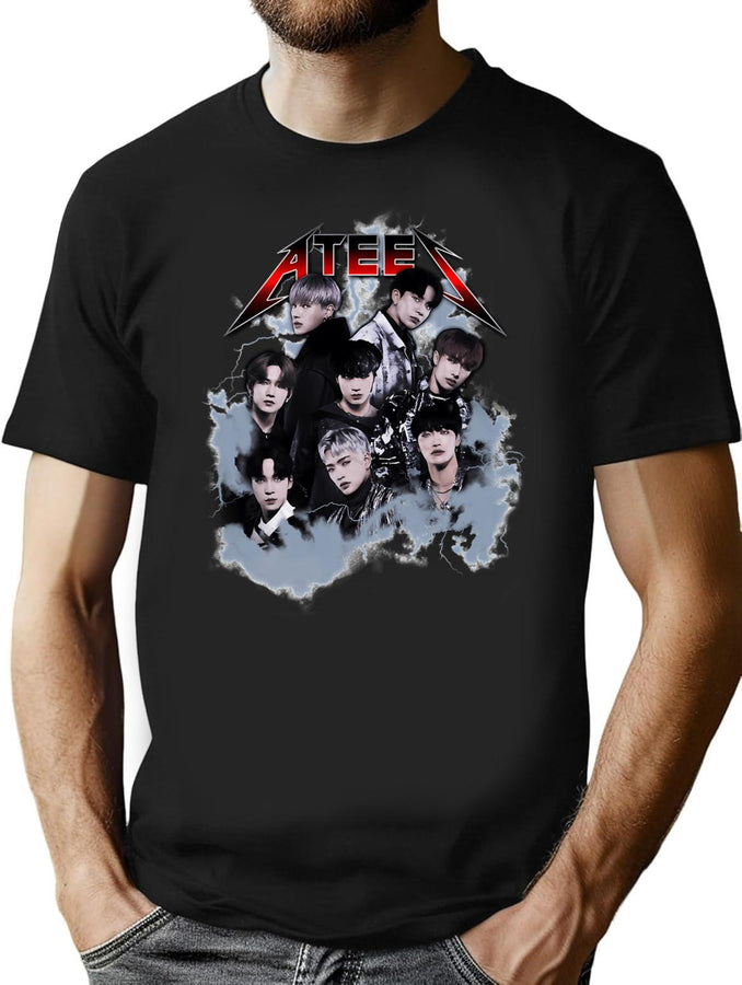 Mens My Favorite Rock Bootleg Active Ateez Vintage Men Women Bootleg Graphic T-Shirt - Black