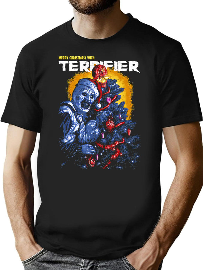 Merry Christmast With Terrifier T-Shirt for Men & Women, T-Shirts Graphic Tee - Black