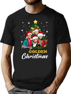 Merry-Golden-Christmas T-Shirt for Men & Women, T-Shirts Graphic Tee - Black