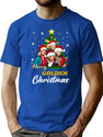 Merry-Golden-Christmas T-Shirt for Men & Women, T-Shirts Graphic Tee - Blue