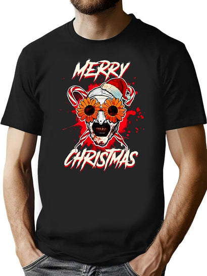 Merry Xmas Sunflower Sunglasses Horror Clown Movie Art Terrifier 2 T-Shirt T-Shirt for Men & Women, T-Shirts Graphic Tee - Black