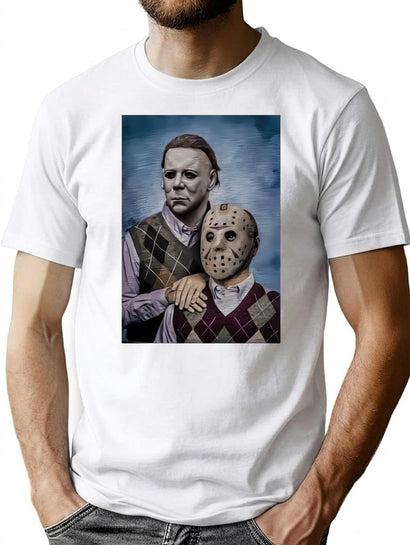 Michael Myers And Jason Voorhees Step Brothers Movie Funny T-Shirt for Men & Women, T-Shirts Graphic Tee - Black