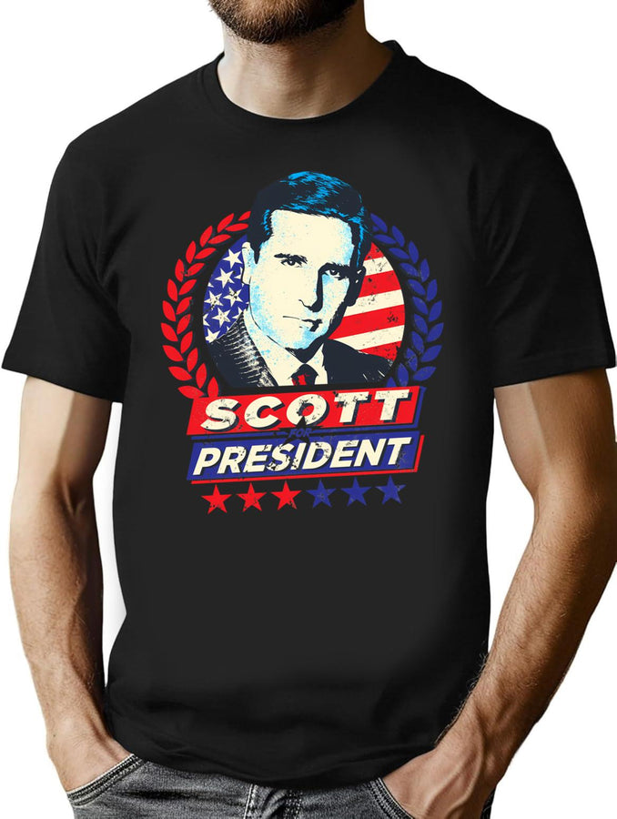 Michael Scott The Office For President T-Shirt for Men & Women, T-Shirts Graphic Tee - Black