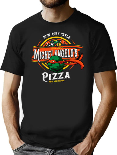 Michelangelo'S New York Style Pizza T-Shirt for Men & Women, T-Shirts Graphic Tee - Black