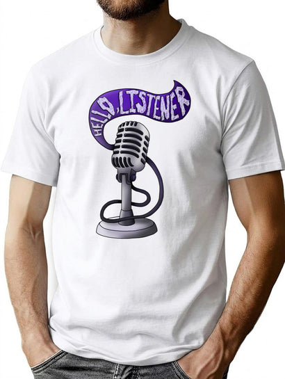 Microphone Static T-Shirt for Men & Women, T-Shirts Graphic Tee - Black