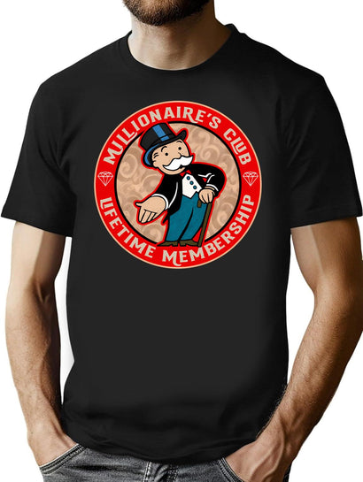 Millionaire'S Club Lifetime Membership T-Shirt for Men & Women, T-Shirts Graphic Tee - Black