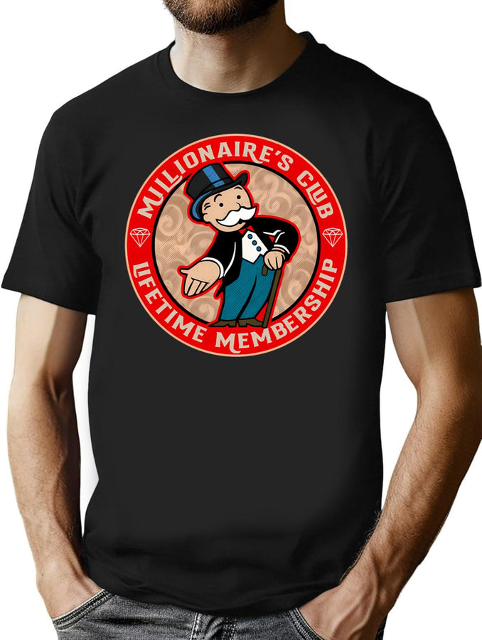 Millionaire'S Club Lifetime Membership T-Shirt for Men & Women, T-Shirts Graphic Tee - Black