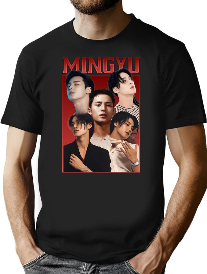 Mingyu Vintage Bootleg Tee Bootleg Graphic T-Shirt - Black