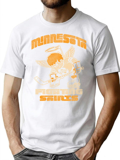 Minnesota Fighting Saints Hockey Team Worn T-Shirt for Men & Women, T-Shirts Graphic Tee - Black