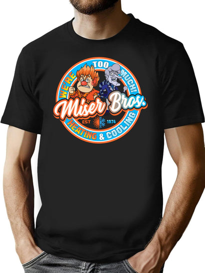 Miser Bros Heating And Cooling Dks T-Shirt for Men & Women, T-Shirts Graphic Tee - Black