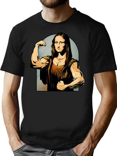 Monalisa Gym T-Shirt for Men & Women, T-Shirts Graphic Tee - Black