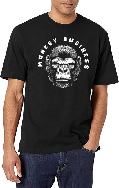 Monkey Business Fun Playful Vintage Style T-Shirt for Men & Women, T-Shirts Graphic Tee - Black