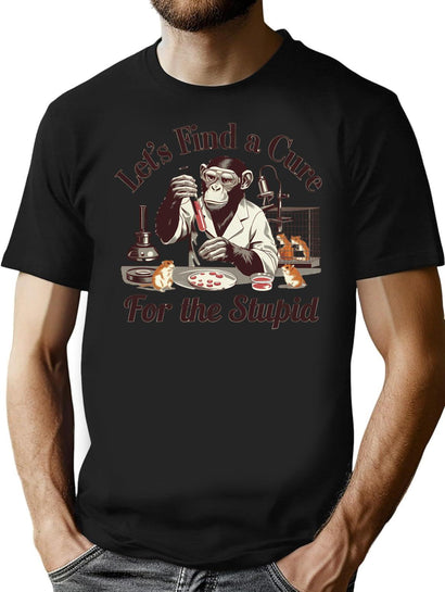 Monkey Scientist Cure For The Stupid Monkey Funnyfits70 Humor Funny Retro Vintages Funny Quotes Animal Humor T-Shirt for Men & Women, T-Shirts Graphic Tee - Black