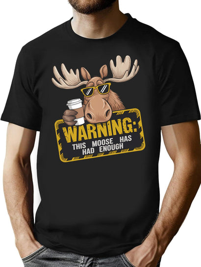 Moose Warning T-Shirt for Men & Women, T-Shirts Graphic Tee - Black
