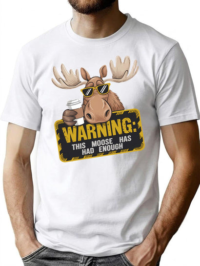 Moose Warning T-Shirt for Men & Women, T-Shirts Graphic Tee - Black