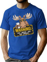 Moose Warning T-Shirt for Men & Women, T-Shirts Graphic Tee - Blue