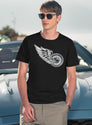 Motorcycle Wheel With Wing T-Shirt for Men & Women, T-Shirts Graphic Tee - Navy