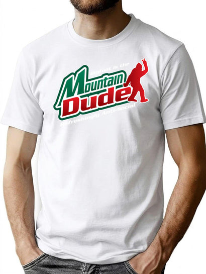 Mountain Dude Funny Bigfoot T-Shirt for Men & Women, T-Shirts Graphic Tee - Black