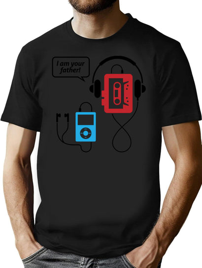 Mp3 Player I Am Your Father T-Shirt for Men & Women, T-Shirts Graphic Tee - Black
