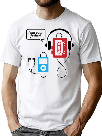Mp3 Player I Am Your Father T-Shirt for Men & Women, T-Shirts Graphic Tee - Black