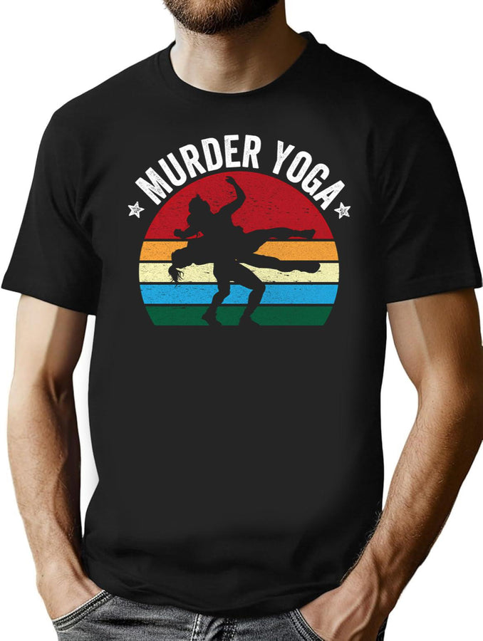 Murder Yoga Funny Wrestling Girl T-Shirt for Men & Women, T-Shirts Graphic Tee - Black