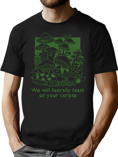 Mushroom Party T-Shirt for Men & Women, T-Shirts Graphic Tee - Black