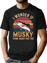 Musky Fishing Think About T-Shirt for Men & Women, T-Shirts Graphic Tee - Black