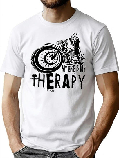 My Bike Is My Therapy - Funny Motorbike Design T-Shirt for Men & Women, T-Shirts Graphic Tee - Black