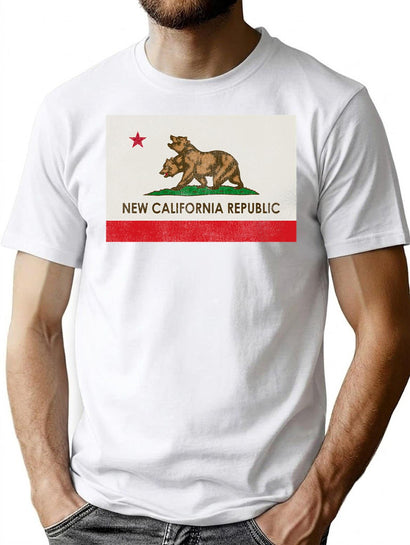 New California Republic Worn-Out Flag T-Shirt for Men & Women, T-Shirts Graphic Tee - Black