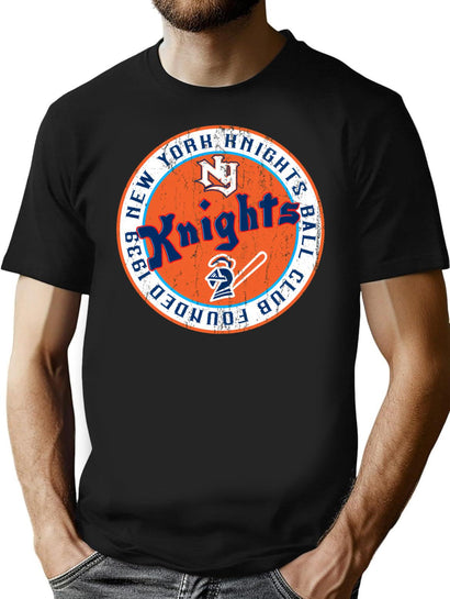 New York Knights Ball Club Seal Patch T-Shirt for Men & Women, T-Shirts Graphic Tee - Black