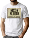 Nixon Resigns Newspaper Headline Bootleg Graphic T-Shirt - White