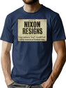 Nixon Resigns Newspaper Headline Bootleg Graphic T-Shirt - Navy