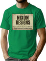 Nixon Resigns Newspaper Headline Bootleg Graphic T-Shirt - Green