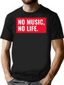 No Music No Life Cool T-Shirt for Men & Women, T-Shirts Graphic Tee - Black