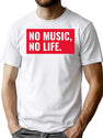 No Music No Life Cool T-Shirt for Men & Women, T-Shirts Graphic Tee - White