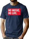 No Music No Life Cool T-Shirt for Men & Women, T-Shirts Graphic Tee - Navy