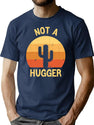 Not A Hugger Funny Vintage Cactus Sarcastic Retro Saguaro Cactus Sunset T-Shirt for Men & Women, T-Shirts Graphic Tee - Navy