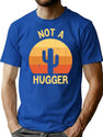 Not A Hugger Funny Vintage Cactus Sarcastic Retro Saguaro Cactus Sunset T-Shirt for Men & Women, T-Shirts Graphic Tee - Blue