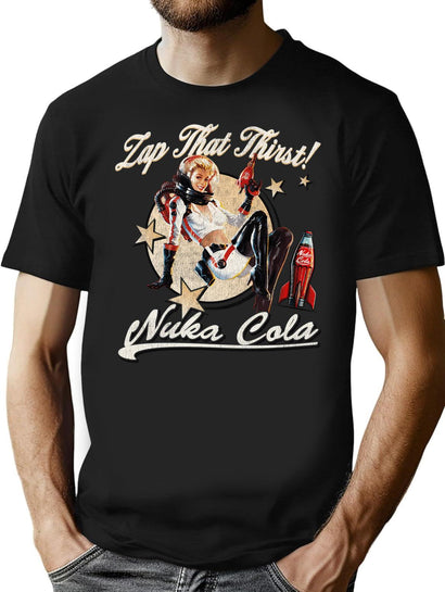 Nuka Pinup Girl Worn-Out Dks T-Shirt for Men & Women, T-Shirts Graphic Tee - Black