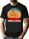 Onion Rings Retro Sunset T-Shirt for Men & Women, T-Shirts Graphic Tee - Black