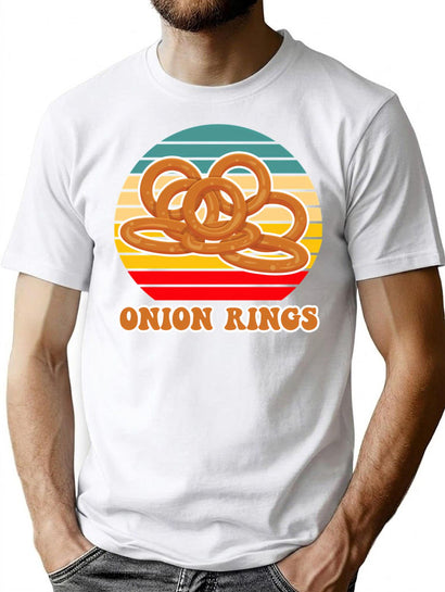 Onion Rings Retro Sunset T-Shirt for Men & Women, T-Shirts Graphic Tee - Black