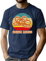 Onion Rings Retro Sunset T-Shirt for Men & Women, T-Shirts Graphic Tee - Navy